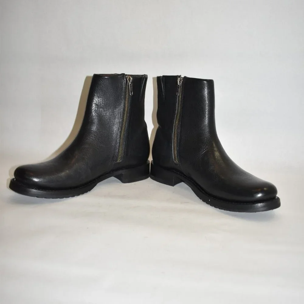 $280 FRYE VERONICA INSIDE ZIP BOOTIE BLACK CLASSIC CLEAN LEATHER 9 (ME28) - Picture 4 of 8